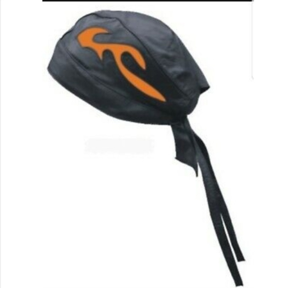 Orange Flames Leather Bandana